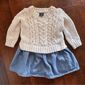 Baby GAP 12-18M Cozy Cream Cable Knit Sweater Dress
